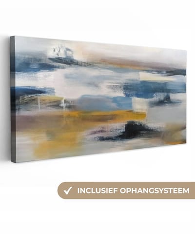 Canvas - Schilderij - Olieverf - Abstract - Verf - 40x20 cm - Schilderijen op canvas - Muurdecoratie