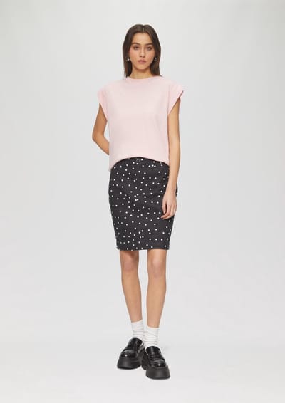 Korte Katoenen Midi Potloodrok Met Print Dames QS