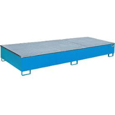 Bauer RW-GR 3300-3 PE vakkenbak, met rooster en PE inzet, B 3262 x D 1312 x H 383 mm, tot 1000 l, gelakt staal, lichtblauw