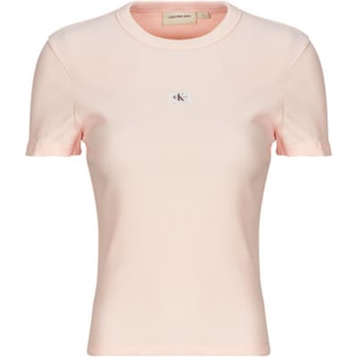 Calvin Klein Jeans  T-shirt Korte Mouw WOVEN LABEL RIB FITTED TEE