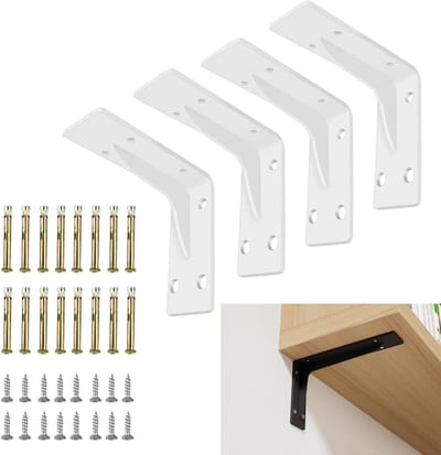 Zware metalen hoeksteunen voor planken, 4 stuks, wandbeugels voor stevige ondersteuning, 135mm x 125mm