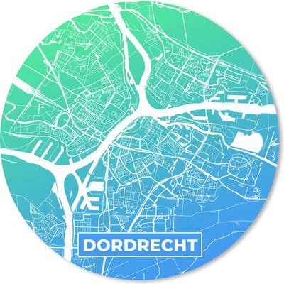 Muismat rond 20x20 cm - Mousepad Stadskaart - Dordrecht - Blauw - Nederland - Ronde muismatten