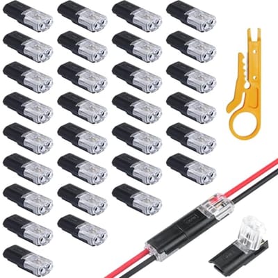 30 Stuks Autostekker Stekkerverbinding met Striptang - 2-polige Kabelconnector 18-22 AWG