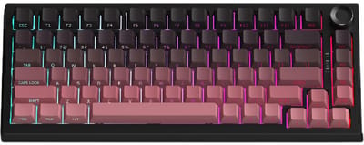 Mechanisch gamingtoetsenbord met 83 toetsen, RGB-achtergrondverlichting, drie modi, hot-swappable (zwart en roze)