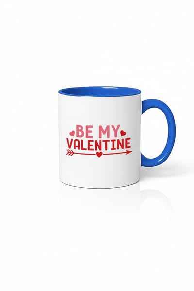 Be My Valentine" Mok - Valentijn Cadeau - Blauw & Wit Keramiek