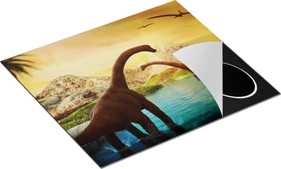 Chefcare Inductie Beschermer Dinosauriërs in het Water - Dino's - 60x50 cm - Afdekplaat Inductie - Kookplaat Beschermer - Inductie Mat