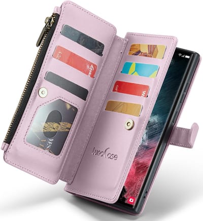 Hoesje geschikt voor Samsung Galaxy S22 Ultra - ZipCase Book Cover Case Kunstleer Royaal Rose