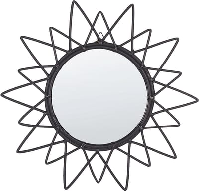AROEK - Wandspiegel - Zwart - Rotan