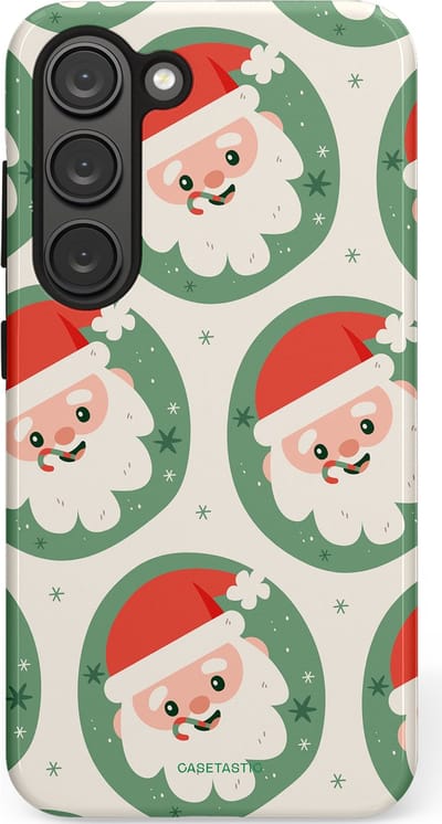 Casetastic hoesje geschikt voor Samsung Galaxy S23 - Dubbellaagse bescherming - Zuurstok Groen Witte Kerstman - Fashion Case - Wit Saliegroen Crème Terracotta