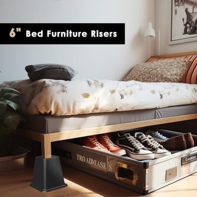 Verhoger voor Bed en Meubel 15 cm - Set van 4, Zwart - Stevige Ondersteuning tot 136 kg