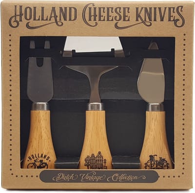 Kaasmessen - Hout - Souvenir - Cadeau Set - Twee Messen En Een Kaasschaaf