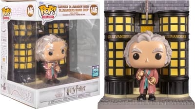 Funko Pop! Deluxe Harry Potter: Garrick Ollivander with Ollivanders Wand Shop Diagon Alley Diorama Deluxe (2022 Funkon Convention Exclusive)