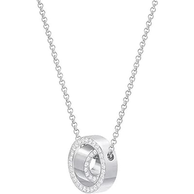 Swarovski Dubbele Ring Gelukshanger Kristallen Ketting Damesketting Zilver 5349348 Box (Random Color) white