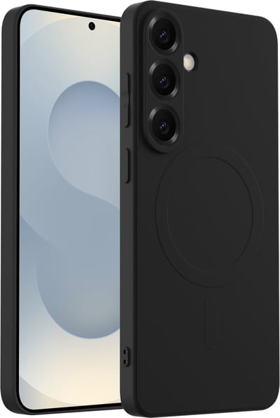 YPCd - MagSafe Backcover voor Samsung Galaxy S25 – Shockproof Siliconen Hoesje met Verhoogde Randen & Draadloos Opladen – Zwart