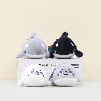 2s/lot 10cm Mignon Animaux de l'océan orque peluche jouet pendentifs phoques poupées requin sac ornement porte-clés cadeaux