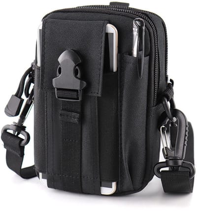 Heuptasje/Buideltasje voor volwassenen - 17.5x10x6cm - Outdoorhaak - Met riem - voor sport/wandelen/ kamperen/reizen - Zwart