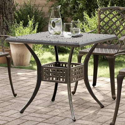 Tuintafel - Terrastafel Buiten - Genieten Buiten - Gegoten Aluminium - 80 x 80 x 75 cm - Bruin