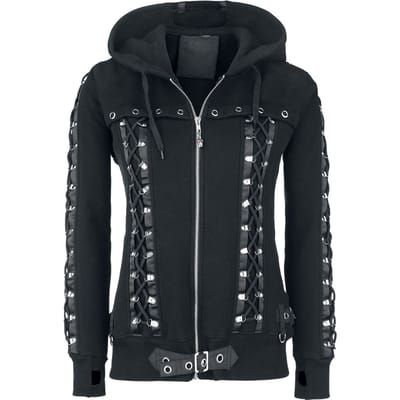 Banned Vest met capuchon - Corset Hoodie - S tot XXL - voor Vrouwen - zwart
