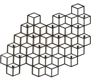 Decorizzly CUBE - Wandkapstok - 15 Haken - Zwart - Geometrisch