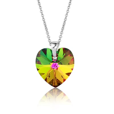 Montebello Ketting Fleur HZ527 - Swarovski Hart - 925 Zilver Gerhod. - Ø14mm - 50cm