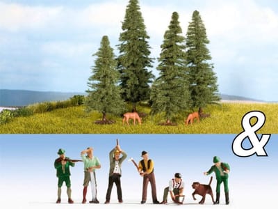 Sieradenset Jagers - Houthakkers Dennen - Landschap Decoratie - Schaal 1:87 H0