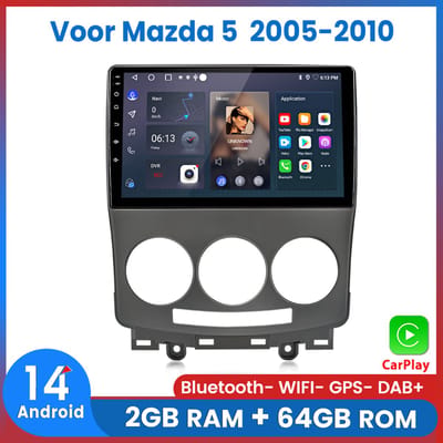 Awesafe Autoradio - Geschikt Voor Mazda 5 2005 t/m 2010 - 2GB+64GB - Draadloos Apple Carplay & Android auto - GPS Navigatie Bluetooth WIFI - 2005 2006 2007 2008 2009 2010