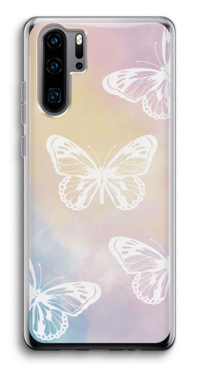 Case Company® - Hoesje geschikt voor Huawei P30 Pro hoesje - White butterfly - Soft Cover Telefoonhoesje - Bescherming aan alle Kanten en Schermrand