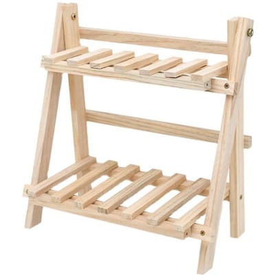 Bureau Organizer Rek 2 Niveaus Hout Boekenplank Decoratief Aanrecht Opbergrek voor Thuis Kantoor beige