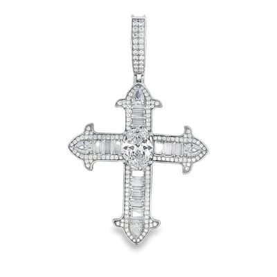 Juwelier Zwartevalk zilveren (gerhodineerd) kruis hanger met zirkonia - 24.310