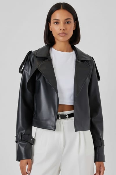 Faux leren motorjack