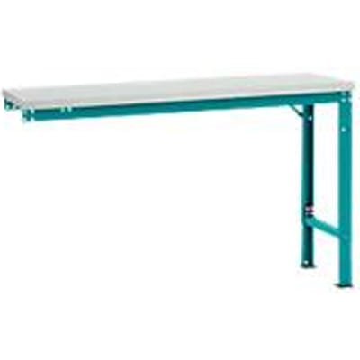 Manuflex aanbouwtafel UNIVERSAL Speciaal, 1500 x 800 mm, melamine lichtgrijs, waterblauw