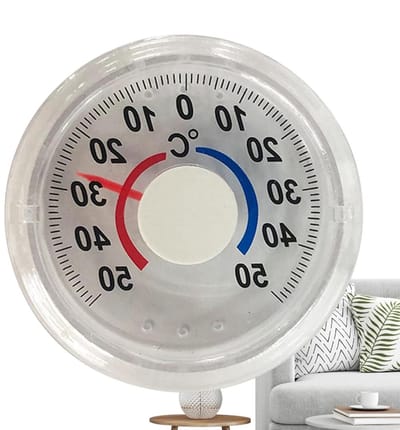 Analoge Thermograaf - Raamthermometer Buiten - Temperatuur Meten - Duidelijke Tweekleurige Schaal - 10 x 9 x 2 cm - Transparant