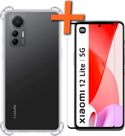 Hoes - Met Screenprotector - Geschikt voor Xiaomi 12 Lite - Sterk & Shockproof - Siliconen Case - Back Cover - Telefoon Hoes - Shock Proof - Transparant