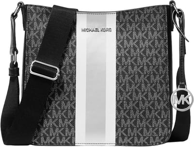 Kleine Crossbody Tas met Streep Detail en Logo Print