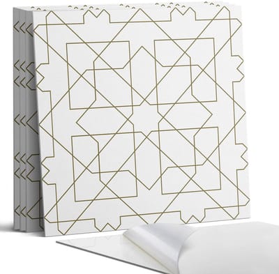 Coloray Wandpanelen Zelfklevend - Geometrisch lijnpatroon Zelfklevende Wandpanelen - 50 cm x 50 cm - Beige Wandpaneel PVC - 5 stuks - Mozaïeken Wandpanelen Zelfklevend - Wandpanelen Keuken - Wandpaneel Badkamer