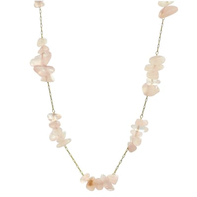 Damesketting Rozenkwarts – Goudkleurig – Goldplated Stainless Steel – 40+5 cm