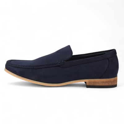 Heren marineblauwe suède loafers, lichtgewicht instappers en casual schoenen