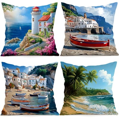 1/4 stuks Kustthema Kussens Kussensloop Polyester Kussenhoes Sierkussen Kussenhoes Huis Auto Bank Decoratie 45x45cm