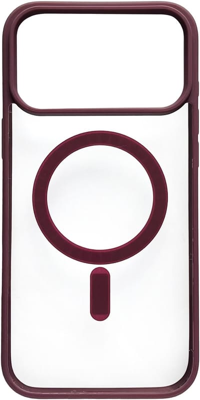 Hoesje Geschikt voor Apple iPhone 17 Pro Max - Burgundy - Casemania Magnetisch Bumper Back Cover Geschikt voor MagSafe - Zachte TPU Rand en Krasbestendige Transparante Achterkant Back Cover
