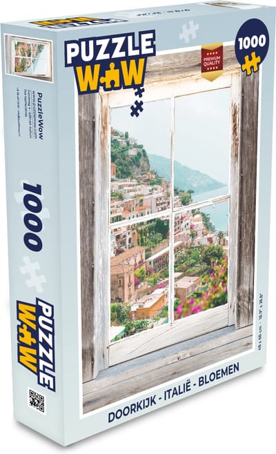 Puzzel Doorkijk - Italië - Bloemen - Legpuzzel - Puzzel 1000 stukjes volwassenen