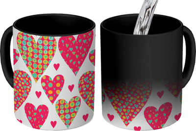 Magische Mok - Foto op Warmte Mokken - Koffiemok - Meisje - Hart - Love - Patronen - Girl - Kids - Kinderen - Kind - Magic Mok - Beker - 350 ML - Theemok