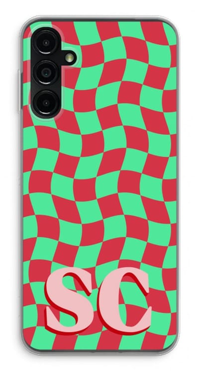Gepersonaliseerd - Case Company® - Hoesje geschikt voor Samsung Galaxy A14 hoesje - Grid Monogram - Soft Cover Telefoonhoesje - Bescherming aan alle Kanten en Schermrand