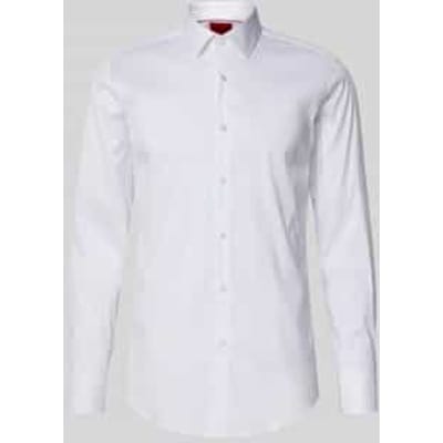 HUGO Kenno slim fit overhemd - popeline - wit - Strijkvriendelijk - Boordmaat: 39