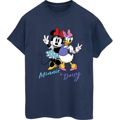 Disney Dames/Dames Minnie Mouse En Madeliefje Katoenen Vriendje T-shirt (Marineblauw)