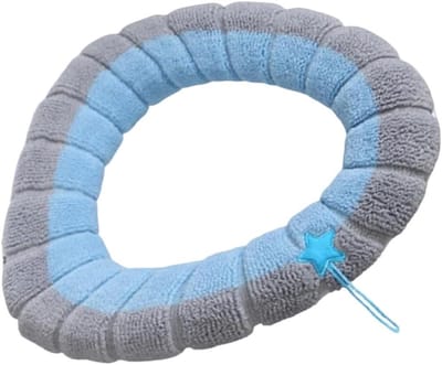 Toiletbril Hoes - Wasbare Stof - Badkamer Comfort - Versterkte Randhandgrepen - 42x32 cm - Blauw