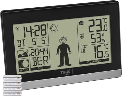 Draadloos Weerstation met Binnen/Buiten Temperatuur, Weersvoorspelling en Maanfase