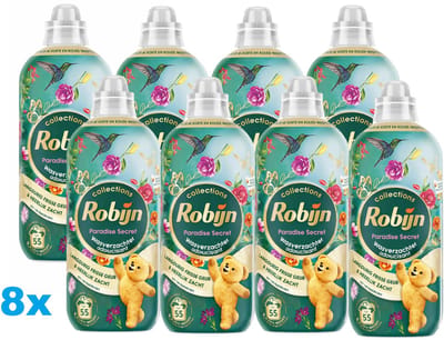 Robijn Wasverzachter Paradise Secret – 8 x 1,1L – Langdurige Frisheid – 440 Wasbeurten – 8 Stuks