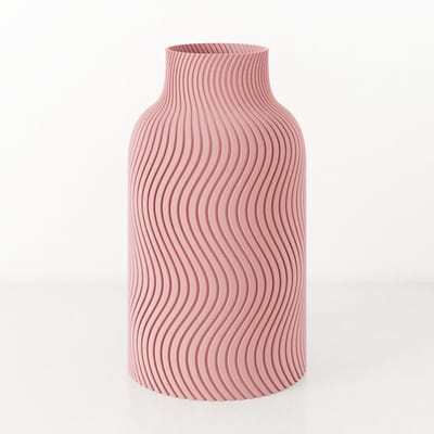 Fleuriek Vaas - Roze - H30cm - Japandi - Wavy patroon vaas - Design vaas van bio kunststof - Tafeldecoratie