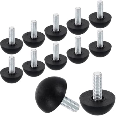 SnelShoppen - 12 Stuks Verstelbare Meubel Poten M6, 22x17mm, Zwarte Schroefpoten voor Tafel, Stoelen en Krukken, Perfect voor Meubelvervanging