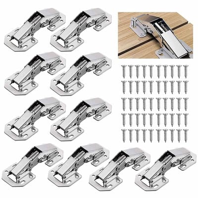 Dailygoods- Deurscharnieren Soft-Close 10 Stuks - Meubelscharnieren - Opschroefscharnier - Houten Deuren - Lamellendeuren - Hydraulisch Remsysteem